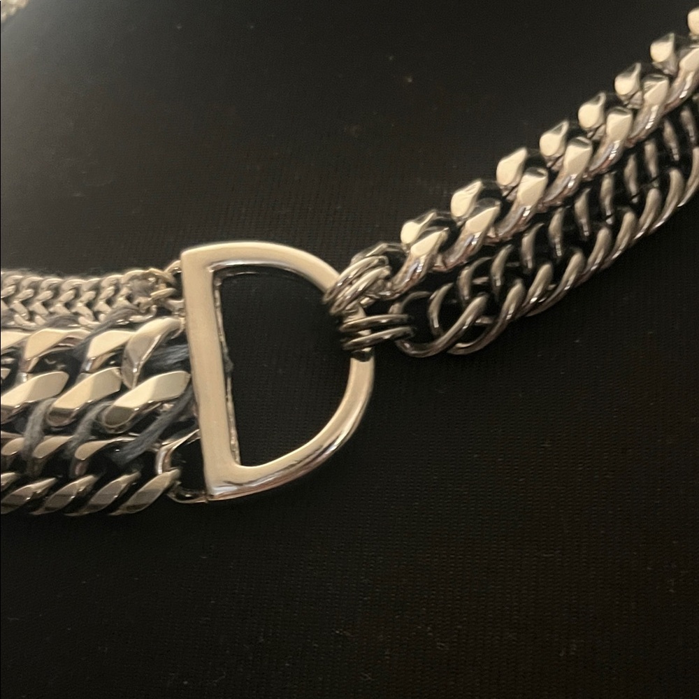 Source Unknown Silver And Black Statement Necklace - image 2